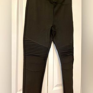 High Waist Moto Leggings 1X Very Long Black Edgy Biker Athleisure Textured NWOT